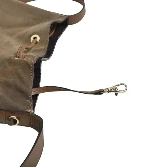 Michael Kors Cary Medium Suede Bucket Bag Purse Brown Shoulder Satchel Crossbody - Picture 12 of 15